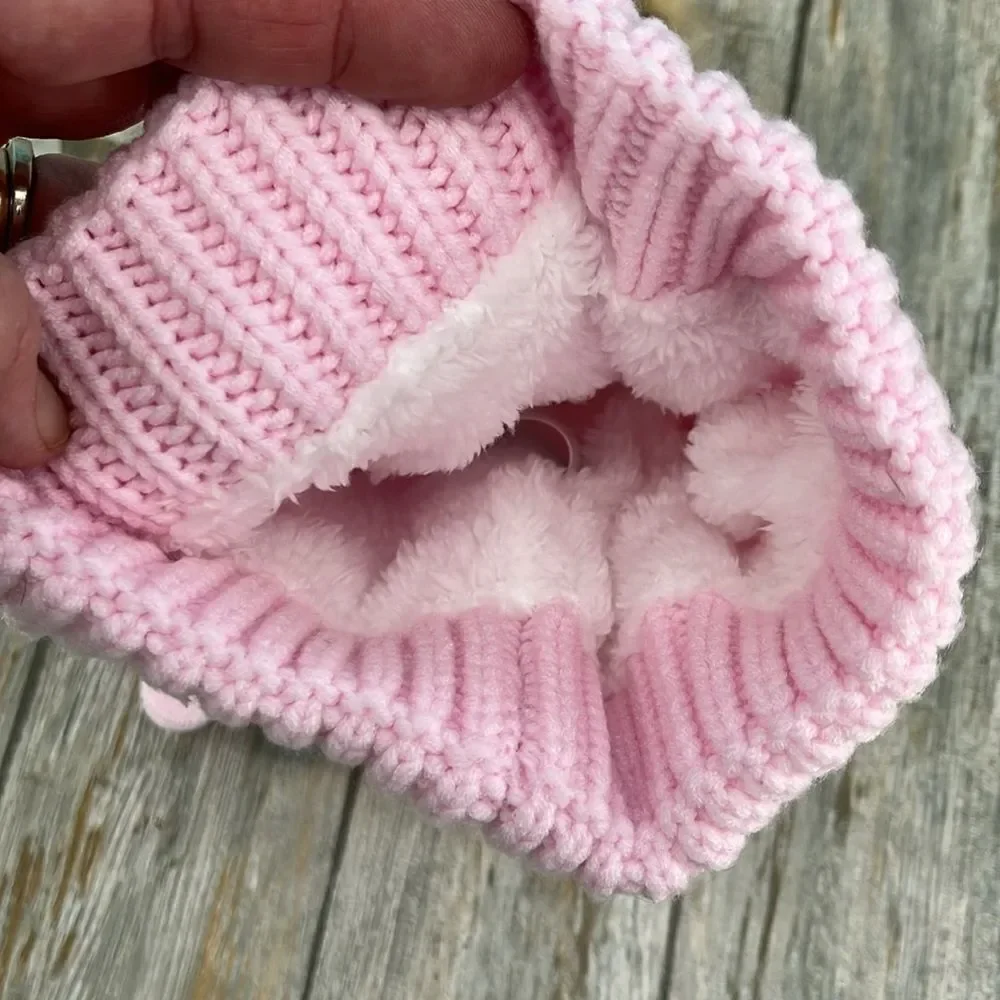 Girls Pom Pom Hat and Gloves Winter Set, 2-Piece Set